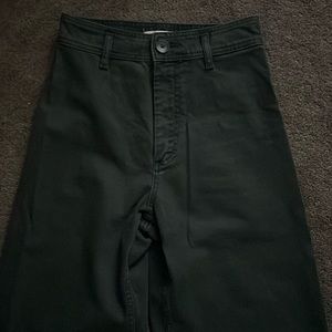 Zara High Waisted Marine Straight Jeans - Forest Green